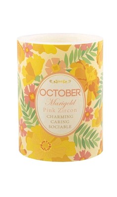 October Birth Month Battery Operated Flameless Pillar Candle 4'' x 3''