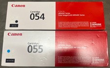 Lot of 2 Genuine Canon 055 Cyan and Black 054 Toner Cartridges Free Shipping 