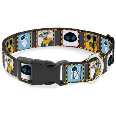 Plastic Clip Collar - WALL-E & EVE Pose/Face Hazard Blocks Gray/Yellow/Black ...