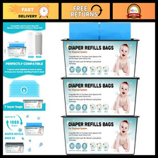 90 Diaper Pail Refills Bags - 7-Layer Odor Barrier, Fits Genie Platinum, 3 Pac