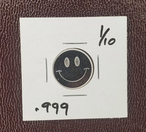 1/10 OZ .999 Fine Silver Smiley Face Coin Pan Silver Company Bullion Round
