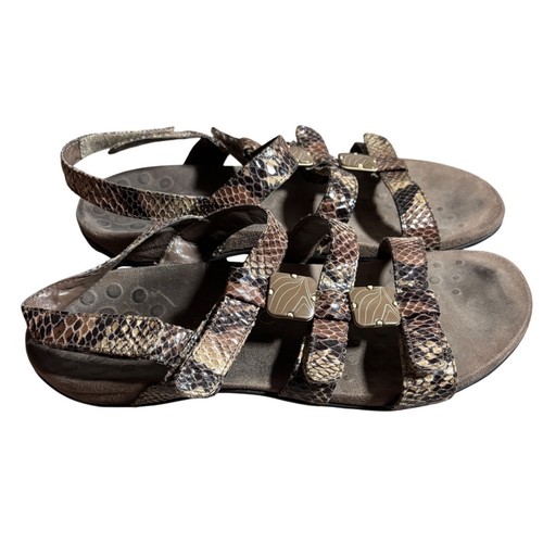 Vionic Size 8 Amber Snakeskin Sandals Orthotic Adjustable Straps