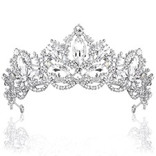Silver Tiara Wedding Tiaras and Crowns for Women Clear Silver Loop type