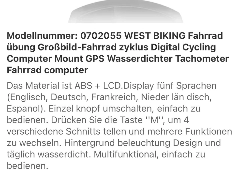 Kabellos Fahrradcomputer West Bik LCDFahrrad TachometerRadfahren Kilometerzähler - Bild 4 von 4