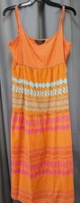Avenue Maxi Dress UK 12-14 Orange Boho Summer Beach Holiday Cotton Strappy