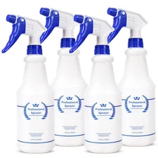 Bealee Plastic Spray Bottles 4 Pack, 24 Oz, All-Purpose Sprayer for Cleaning Sol