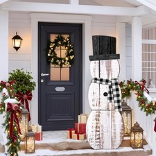 Christmas Snowman Wooden Porch Sign Decor, Classic 42 Inch Farmhouse, Rustic