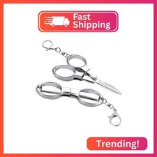 Folding Scissors, 2 Pcs Keychain Scissors, Safety Portable Travel Scissors,Stain