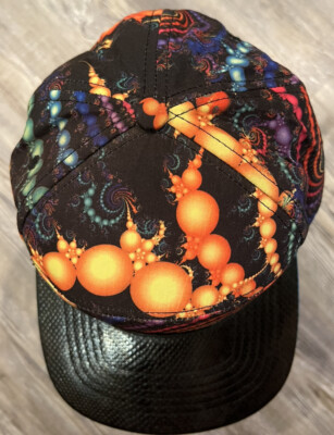 NWOT E-Flag Multicolor Faux Black Stingray Leather 5 Panel Strapback Hat OSFA