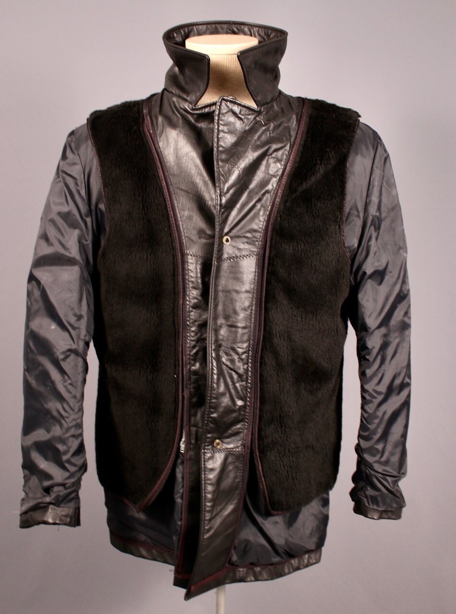 VTG Men's 1970s Black Leather Jacket W/ Liner Sz 42R / Large VTG Men's 1970s Black Leather Jacket W/ Liner Sz 42R / Large