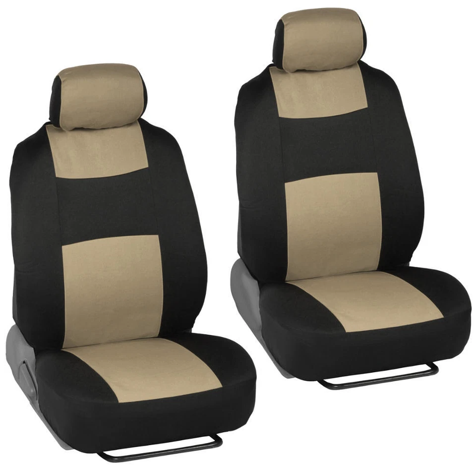 Juego completo universal beige de fundas de asiento de coche de banco completo de respaldo bajo de lujo Foto 2 de 4