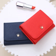 Womens Small Wallet Leather Crown Purse Clutch Credit Card Holder Pocket Handbag