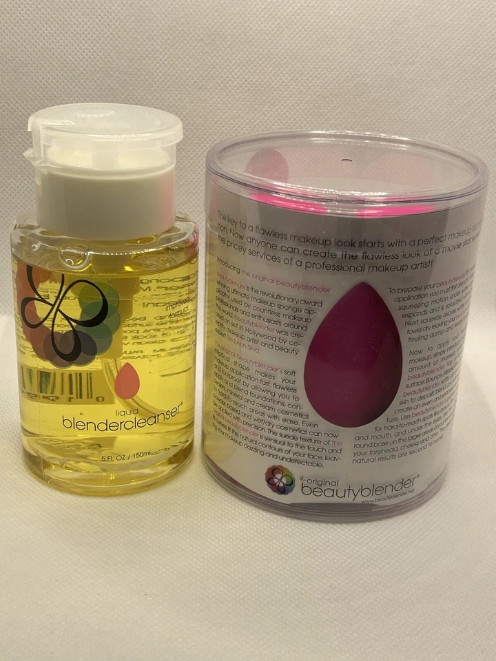 Juego de 3 piezas - 2 esponjas y licuadoras líquidas originales Beautyblender Cleaner 5 fl oz nuevas en caja Foto 4 de 4