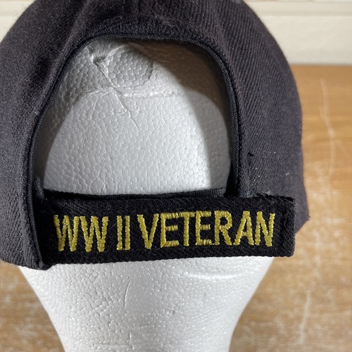 Black World War II WWII Veteran WW2 Military Baseball Cap Hat - Picture 7 of 11