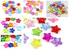 Craft DIY Mixed Colour Transparent Acrylic Star Charm Beads 11mm-28mm