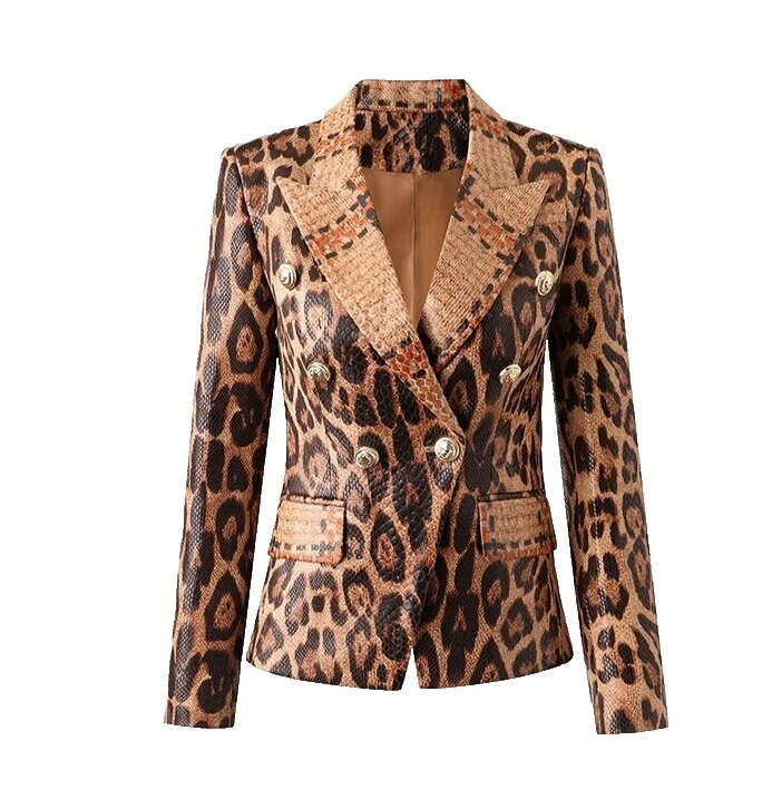 Animal print Pea Coat Casual abrigos, chaquetas y chalecos para Mujeres