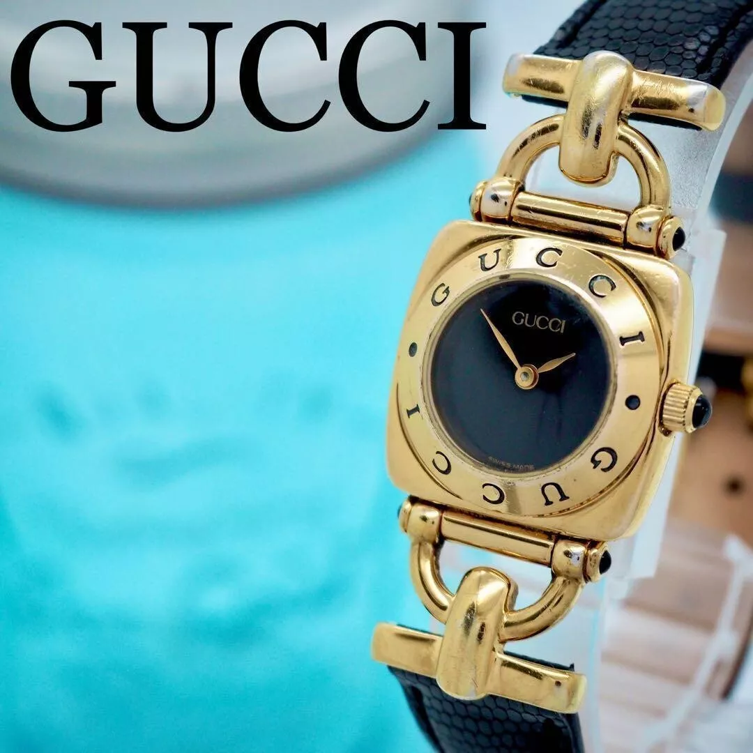 Montre femme GUCCI 6300L quartz cadran noir analogique vintage ronde du Japon