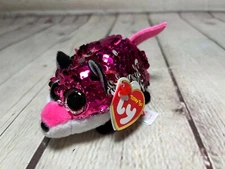 TY TEENY TY'S "JEWEL" Pink Fox 5" Plush FLIPPABLES SEQUINS ~NEW WITH TAGS