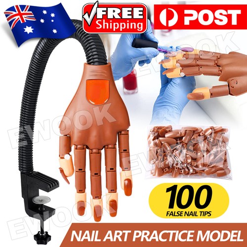 Flexible Nail Art Nail Practice Hand Training Model Free 100X Refit Replace Tip