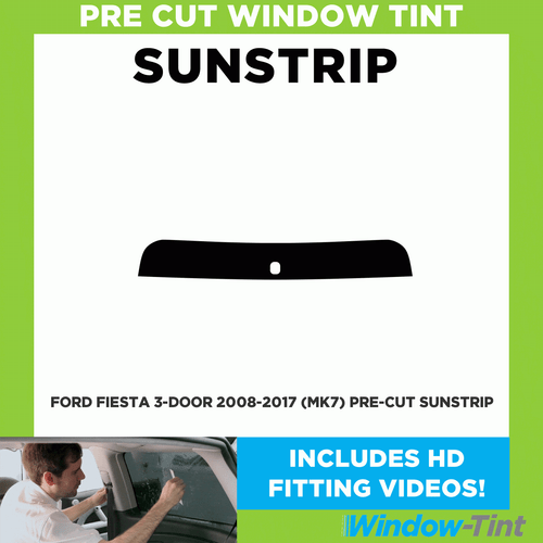 Pre Cut Tinted Sunstrip - For Ford Fiesta 3-door 2008-17 (MK7) - 5% Internal - Picture 1 of 4