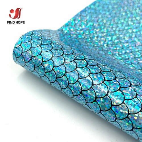 Holographic Mermaid Scale Fabric PU Leather Foil DIY Bow Craft Making Decor Roll - Picture 15 of 15