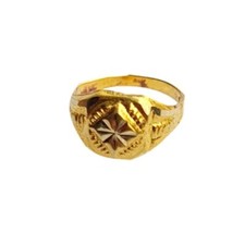 22K/18K Real Certified Yellow Gold Octagon Design Kids Ring