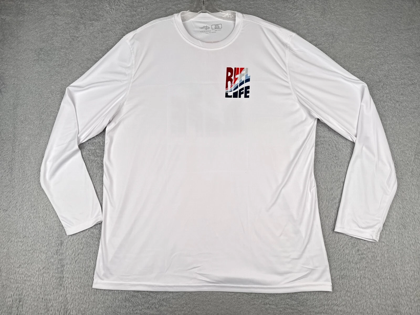 Reel Life Shirt Men Brilliant White Long Sleeve UV Tee Fishing Boating Jax Beach