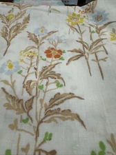 Retro White Wild Flowers Cotton Fabric 1970's 36x2 yd Cutter Vintage