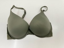 PINK Womens Bra Size 32D Wear Everywhere Push Up Green Logo Band Adjustable