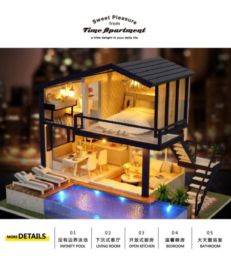 Dollhouse Miniature Diy Kit - A066, two stories luxury house, TIME APPARTMENT - Picture 12 of 24