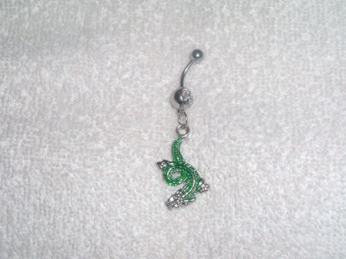 Green Dragon Charm Belly Button Navel Ring Body Jewelry Piercing - Picture 1 of 1