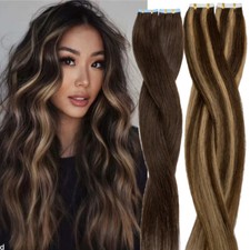 Highlight Invisible Tape In Remy Human Hair Extensions Skin Weft Full Head 150gr