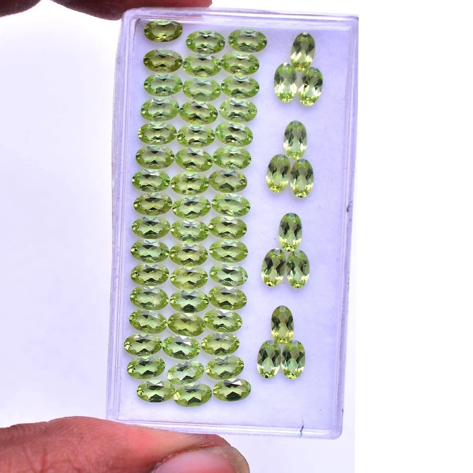 60 Stück VVS Natürlich Peridot Oval Facettiert Schliff 5mm 3mm Unbehandelt Lose - Bild 4 von 4
