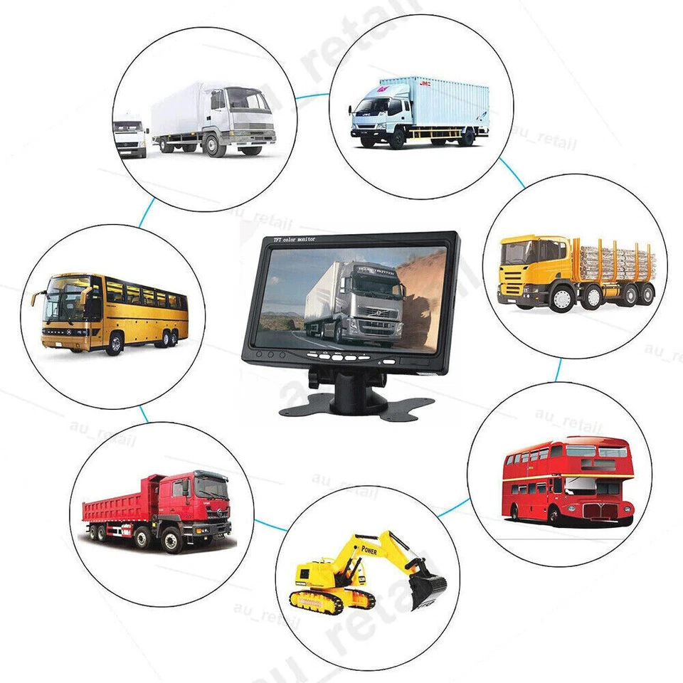 7'' Monitor 2 Waterproof Reversing Camera Car Rear View Kit For Truck Caravan - image 2 of 4