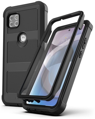 Motorola One 5G Ace Hülle mit Displayschutz und Gürtelclip Holster - Schwarz - Bild 2 von 11