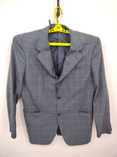 VTG Kings Road Blazer 42L Blue Windowpane 3 Button USA Made Sports Coat Jacket