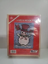National Yarn Crafts Latch Hook Rug Kit Christmas Snowman Sealed Vintage