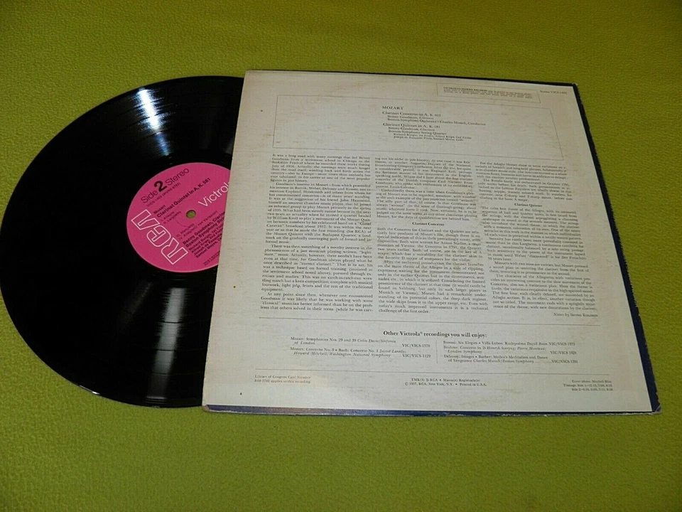 Mozart - Clarinet Concerto - Quintet / Benny Goodman / Munch 1968 RCA STEREO EX - Image 2 of 2
