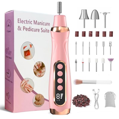 HengYuanler Professional Manicure Pedicure Kit Cordless Electric Nail File Se...
