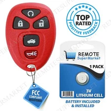 Replacement for 2006-2013 Chevy Impala 06-07 Monte Carlo Remote Key Fob 5b Red