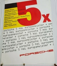 Original Vintage Rare Porsche 5x 5 Mal Europameister Champions Poster 1980