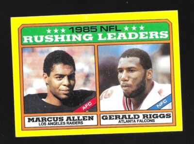 1986 Topps Football #227 / 1985 NFL Rushing Leaders Marcus Allen /Riggs ...
