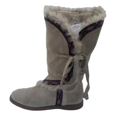 Jimmy Choo Beige Suede Printed Mid Calf Riding Boots  EU 37 - Bild 1 von 4