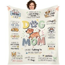Dog Mom Gift Soft Flannel Throw Blanket Dog Lover Owner Bed Couch 60x50 Inch