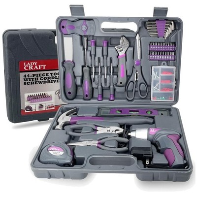 LadyCraft 44PCS Pink Tool Kit for Home Repair & Maintenance