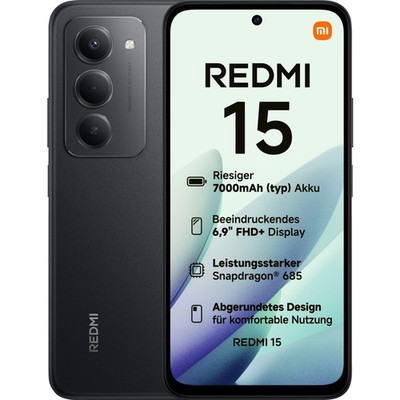 Xiaomi Redmi 15 128 GB Midnight Black Dual SIM Smartphone Handy Mobiltelefon