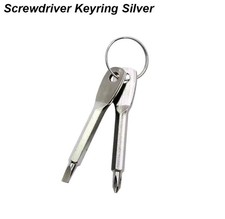 Silver Simpatic Useful Emergency Cross Flat Screwdriver Keychain Foreign Shipping
