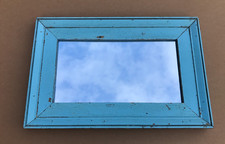 VTG Salvaged 18x27 Shabby Blue 2-Piece Wood 11x20 Mirror Chic Old 1617-25B