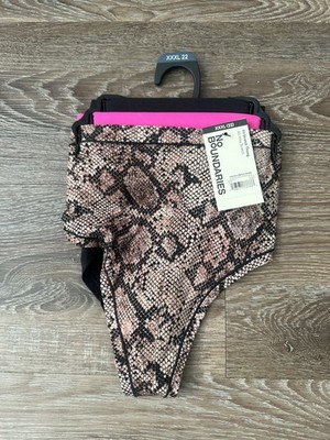 3 No Boundaries Fit Stretch Thong Python Print Pink Black Womens XXXL 22