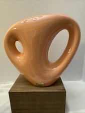 Vintage Haeger  Vase Peach Blush Retro Abstract Made In USA